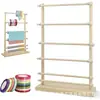 Estante de Cinta de Madera Multicapa Estante de Carrete para Acabados Estante de Cinta para Pastelería Estante de Almacenamiento de Cinta Giratorio