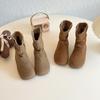 Botines Birkenstock Retro para Niñas Otoño e Invierno 2026 Nuevos Botines Estilo Británico Punta Redonda Suela Plana Botines de Felpa con Forro de Lana