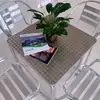 Mesas y Sillas de Alto Gama Duraderas Estilo Europeo de Acero Inoxidable y Aleación de Aluminio Completa, Sillas de Mimbre para Ocio al Aire Libre, Mesa de Café para Balcón, Mesa de Comedor