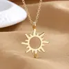 Retro Elegante Brillante Asimétrico Geométrico Semicírculo Flor de Sol Colgante Moda Nicho Diseño Collar Joyería