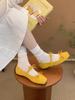 Sapatos Mary Jane Franceses com Bico Quadrado, Boca Rasa, Laço, Salto Interno, Estilo Elegante Feminino para Noite, Sapatilhas de Camurça para Mulheres