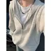 Suéter Cárdigan con Capucha Pesado Estilo Americano Otoño Invierno para Hombres Mujeres Tendencia Diseño Holgado Sentido Cremallera Sudadera Ropa de Abrigo Deportiva de Punto