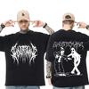 Camiseta de Moda para Mujer con Estampado de Caballo Fantasma Transfronteriza de Comercio Exterior Moda Europea y Americana Hip Hop Metal Rock Gótico Calle