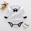 Macacão de Algodão Puro para Bebê 2026 Novo Estilo Roupas para Recém-Nascidos Macacão Triângulo para Engatinhar Estilo Coreano Body de Manga Longa com Gravata Borboleta