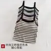 Nova Camisola de Estilo Coreano para Mulheres, Sutiã Sem Fio com Bojos Integrados, Pode Ser Usado como Camada Externa, Design Listrado com Costas Bonitas