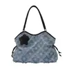 2026 Nova Bolsa Casual de Lona de Grande Capacidade Bolsa Xadrez de Axila Bolsa Jeans Mori Fofa Bolsa de Ombro Transversal Feminina