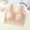 Top de renda francesa com costas abertas, anti-exposição, estilo colete sexy, peito envolto, macio, respirável, push-up, roupa íntima de uma peça para mulheres