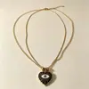 Collar de Doble Capa con Ojo de Diablo y Corazón de Lujo Ligero para Mujer, Diseño de Hebilla Deslizante Ajustable, Versátil para Múltiples Estilos de Uso, Adecuado como Accesorio para el Trabajo