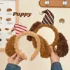 Tiara fofa de orelha de cachorro de pelúcia, acessório de cabelo de desenho animado feminino, tiara super fofa para lavar o rosto, aplicar máscara facial e tirar fotos, estilo novo