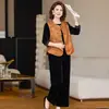 Conjunto de tres piezas de chaqueta chaleco estilo chino para madre de mediana edad, traje casual elegante de primavera y otoño para mediana edad y mayores