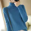 Suéter Sencillo de Color Sólido Estilo Coreano de Cuello Alto Ajustado Camisa Base 2026 Nuevo Tejido de Algodón para Mujer