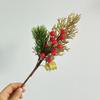 Natal cross-border fornecimento ramo pinheiro agulha flor ramo acessórios decoração de férias simulação planta ouro pó folha frutas vermelhas Baga