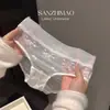 Tanga de Encaje Francés Pure Desire de Malla Suave para Mujer Cintura Media-Baja Ropa Interior Sin Costuras Sexy Temperamento Algodón Blanco en la Entrepierna