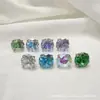 Brincos de Titânio F136 Flash Oito Lados Haste Manual Flor Zircônia Unha do Osso da Orelha Liga de Titânio G23 Joias para Piercing Acessórios para Cabeça