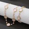 Moda Cruzada Europeia e Americana Estilo de Luxo Trevo de Quatro Folhas com Pedras Preciosas Rosa Trevo de Cinco Folhas Conjunto de Colar e Pulseira para Mulheres