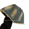Nuevo Sombrero de Pescador de Mezclilla Lavada Estilo Vintage Coreano 2024 para Mujer, Talla Grande de Cabeza, Sombrero de Cubo de Ala Corta de Gama Alta