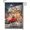 Nova bandeira de jardim de Natal Amazon transfronteiriça com boneco de neve e árvore de Natal, bandeira de linho para feriado para pátio externo