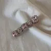 Pinza para el pelo con lazo de estilo coreano y pedrería, pinza de pico de pato lateral elegante y exquisita, pasador de pelo elegante