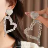 Pendientes Huecos con Forma de Corazón Tachonados con Diamantes, Estilo Transfronterizo Europeo y Americano, Pendientes Exagerados de Nicho, Pendientes de Lujo Ligero de Gama Alta al por Mayor