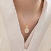 Collar original de plata de ley 925 con jade hetiano de Lotus para mujer, cadena de clavícula con flor china, hebilla segura, colgante para novia