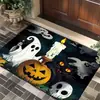 Decoração de Entrada de Halloween Transfronteiriça Tapete de Chão Abóbora Caveira Tapete de Veludo Cristal Tapete de Porta de Entrada Tapete de Chão de Halloween