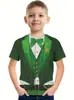 2024 Verão Novo Simples Falso Duas Peças Estampado Camiseta Manga Curta para Meninos Top Manga Curta Infantil RA01