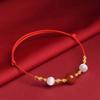 Collar Colgante de Ágata Roja Natural Calcedonia Pulsera para Mujer Cuentas Subred Rojo Acacia Frijol Rojo Cuerda de Mano Tono Vibrante Explosiones