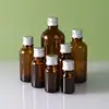 Frasco de Vidro Marrom para Óleo Essencial 5ml-100ml Frasco Dosador de Solução Cosmética de Estoque Tampa de Alumínio Embalagem Multiespecificação Frasco Vazio