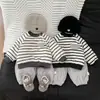 Sudadera de Felpa para Bebé Otoño e Invierno Elegante Camisa Base Rayada para Niños y Niñas, Ropa Infantil Gruesa Versátil