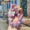Fabricante Atacadista de Chaveiros Transfronteiriços com Contas de Laço, Chaveiros de Carro para Meninas com Tema Dopamina, Cordões para Celular em Formato de Coração