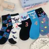 Calcetines Finos de Dibujos Animados con Puntadas Nuevas de Verano para Mujer ins Primavera Verano Estudiante de Media Pantorrilla Absorbentes del Sudor Transpirables Calcetines para Mujer