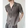 Camiseta de Tricô Vintage com Gradiente Estilo Old Money para Homens, Jaqueta Cardigã Vazada com Gola Polo Estilo Retro Americano Despojado