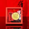 Caja Roja de Empaque San Yang Kai Tai Fortuna Dorada con Adorno de Monedas Doradas, Regalo para Evento de Reunión Anual de Empresa, Lámina de Oro de 999