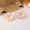 Pendientes de Perla con Gota de Aceite Florales Estilo Jardín de Monet para Mujer, Elegantes Clavos Estilo Pintura al Óleo, Pendientes de Alta Gama Elegantes de Lujo Ligero