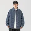 Camisa de Mezclilla Jacquard de Alta Calidad de Moda para Hombre Primavera 2025 Camisa Vintage de Trabajo Chaqueta Holgada Estilo Hong Kong para Hombre