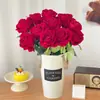 Rosa Flor Artificial de Alta Qualidade Dia dos Namorados Plástico Falso Buquê Ornamento para Casa Sala de Estar Mesa de Jantar Arranjo Floral Decoração