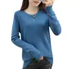 Suéter de Color Sólido para Primavera y Otoño, Nuevo Estilo Coreano Casual, Cuello Redondo, Holgado, Talla Grande, Camiseta de Punto para Mujer, Jersey, Venta al por Mayor