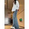 Jeans negros de microcampana talla grande para mujer 2024 nuevo otoño e invierno elásticos de cintura alta sueltos ajustados pantalones de herradura