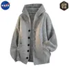 Suéter de Punto con Capucha Marca Nasa Alta Calidad Otoño 2025 Color Sólido Chaqueta Cardigan Casual para Hombre Tejido de Punto de Gama Alta