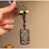 Llavero de Coche Colgante Amuleto de Paz Pintado a Mano para Hombres y Mujeres, Colgante Personal Creativo Exquisito de Sándalo de Gama Alta
