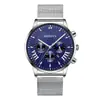 Reloj de Negocios para Hombre Transfronterizo Nuevo Simple Falso Tres Ojos Hebilla Oculta Personalizada Malla Casual Calendario Reloj de Cuarzo