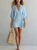 2026 Novo Verão Transfronteiriço Estilo Retrô Moda Artística Vestido Feminino Decote V Linha A Solto