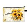Bolsa de almacenamiento para liner portátil de girasol amarillo, bolsa de cosméticos, gran capacidad, para viaje, bolsa de aseo grande