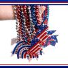 Venta caliente transfronteriza, collar de cuentas azules, rojas y plateadas para el Día de la Independencia, colgante decorativo para fiesta del Día Nacional de EE. UU., regalo festivo