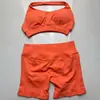 En Stock Dfyne Mismo Estilo Conjunto de Yoga de Alta Elasticidad Sujetador Halter y Conjunto de Shorts Conjunto de Yoga Fitness sin Costuras