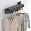 Secador de Roupas Dobrável Sem Furos, Telescópico Invisível Montado na Parede para Uso Doméstico, Ferramenta Retrátil para Secar Colchas Sem Varanda, Varal Retrátil