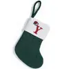 Decoração de Natal Transfronteiriça Meias de Natal Tricotadas Meias de Natal Verdes Pingente Bordado com Letras Criativas Saco de Presente