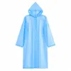 Impermeable de EVA, estilo portátil para adultos, moderno, engrosado, transparente, longitud extendida, poncho de lluvia de una sola pieza, al por mayor, con capucha y cordón