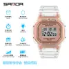 Reloj Sanda para Hombre y Mujer Ins Versión Coreana Transparente Multifunción Despertador Luminoso Estudiante Deportes al Aire Libre Reloj Digital Cuadrado