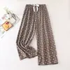 Pantalones Casuales Delgados Florales Dulces de Primavera y Verano para Mujer, Adecuados para Usar al Aire Libre, Pantalones para Aire Acondicionado, Pantalones Sueltos para Casa de una Sola Pieza, Pantalones Largos